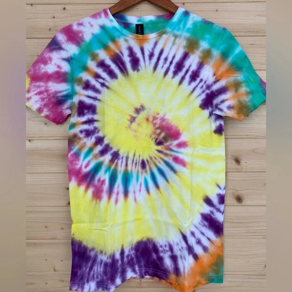 NEW Unisex Small GILDAN Soft Style Multi Colored Tie Dye T-Shirt Bundle of 3